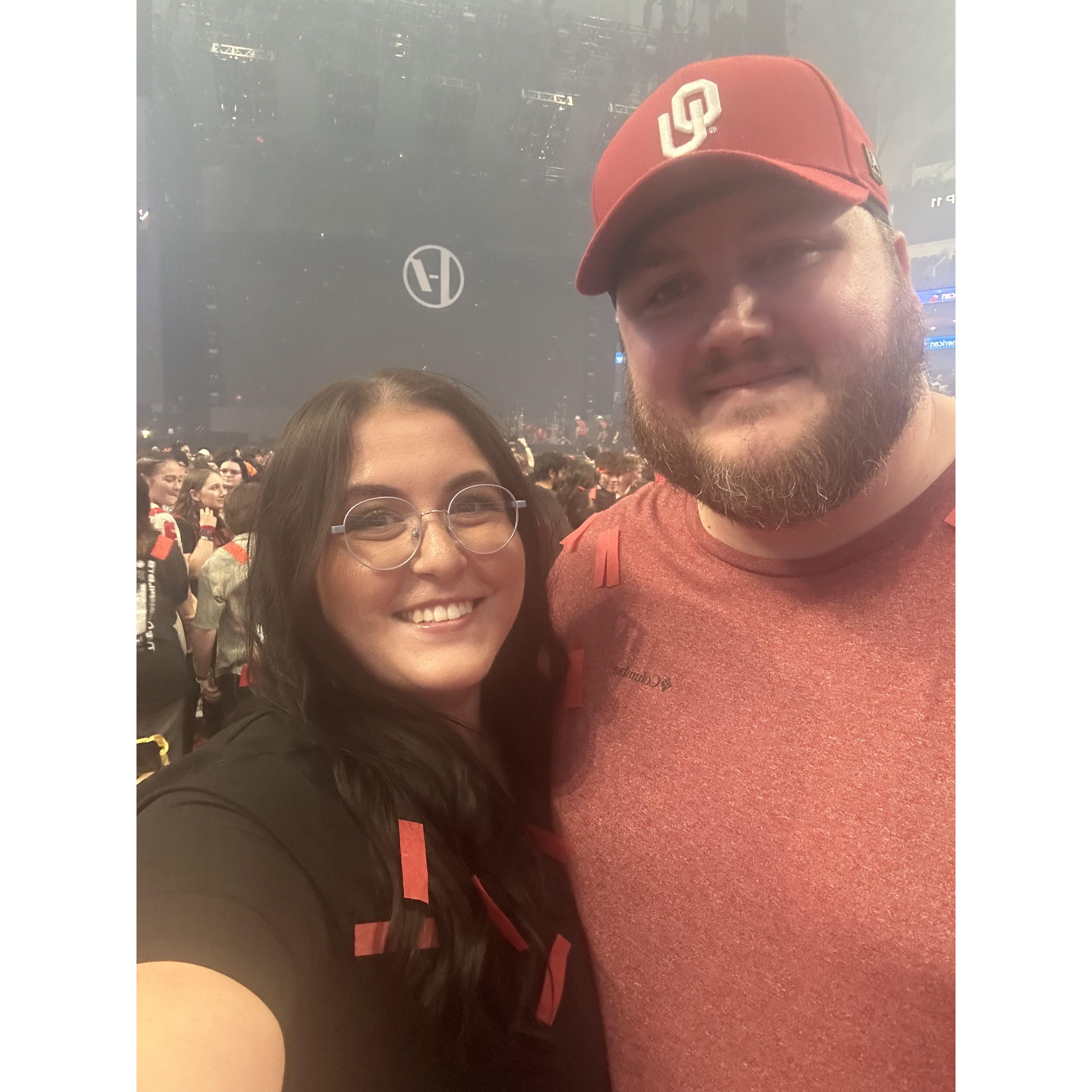 In Dallas at our second Twenty One Pilots concert together. We were in the pit and got within a foot of the band members at one point. It was a very memorable day.