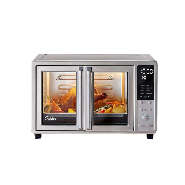 Midea Flexify Slim 8-in-1 French Door Toaster Oven Air Fryer Combo, Compact Countertop Oven with Infrared SpeedHeat, 25 Quart Capacity, Stainless Steel