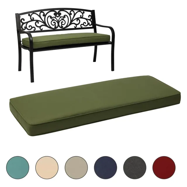 Aoodor 46.5'' x 17.7'' x 3'' Patio Bench Cushion, Olefin Fabric Slipcover Sponge Foam, Outdoor Use