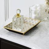 Mocha Check Small Glass Vanity Tray