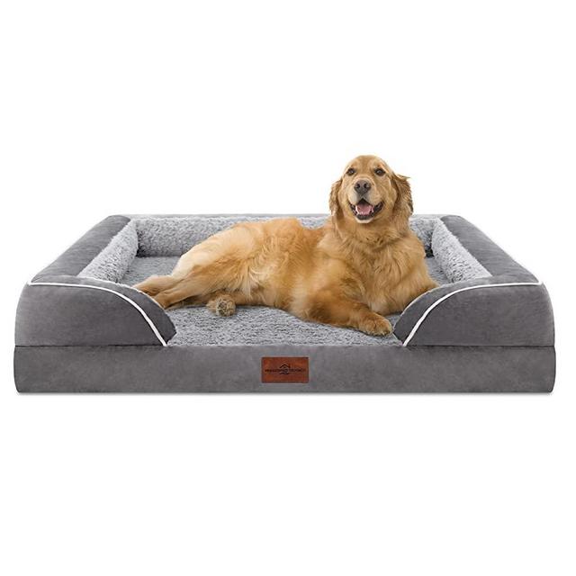 Comfort Expression Waterproof Orthopedic Dog Bed Foam Dog Couch Dog Beds for Medium/Large/XL Dogs Durable PV Dog Sofa The Comfy Pet Bed Removable Washable Cover and Non-Slip Bottom Portable Outdoor Dog Bed