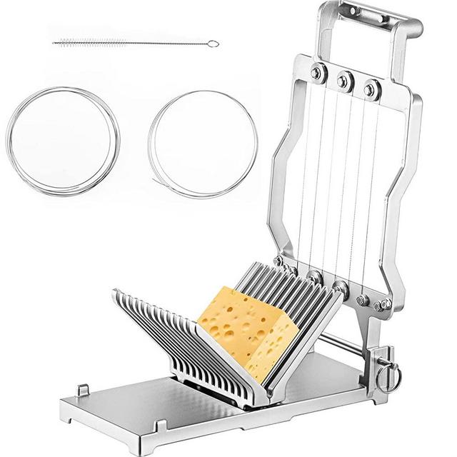 VEVOR Cheese Cutter With Wire 1 cm & 2 cm Cheeser Butter Cutting Blade Replaceable Cheese Slicer Wire, Aluminum Alloy Commercial Cheese Slicer with 304 Stainless Steel Wire Kitchen Cooking Baking Tool