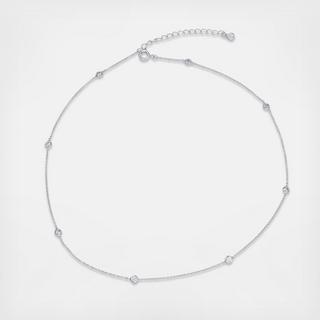 Round CZ Bezel Set Station Necklace