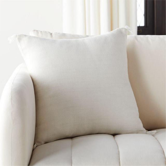 18" Plait Ivory Pillow with Feather-Down Insert