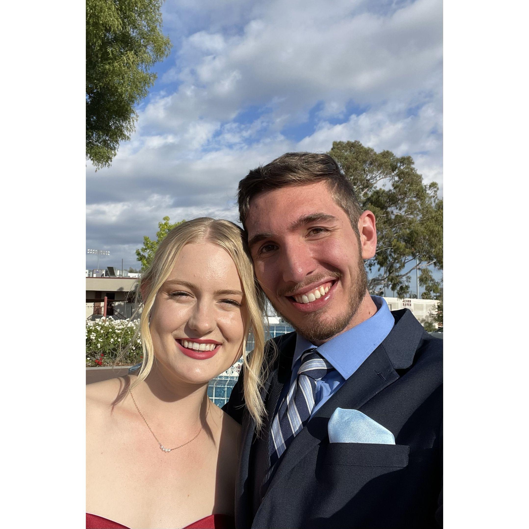 Picture taken in front of the Biola fountain before the Spring formal.