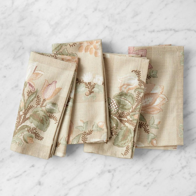Harvest Floral Stripe Napkin, Set of 4, Neutral