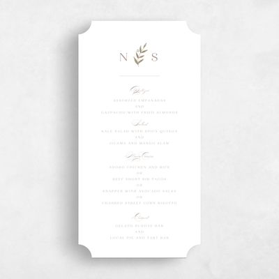 White Ticket Wedding Menu - Kitts
