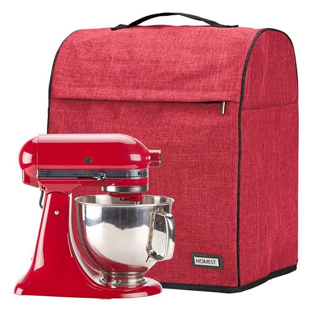 HOMEST Stand Mixer Dust Cover, Storage Bag with Pockets Compatible with KitchenAid Tilt Head & Bowl Lift Models (Fit for Tilt Head 4.5-5 Quart, Red)
