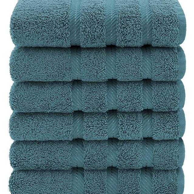 American Soft Linen Luxury Hotel & Spa Quality, Turkish Cotton, 16x28 Inches 6-Piece Hand Towel Set for Maximum Softness & Absorbency, Dry Quickly - Colonial Blue
