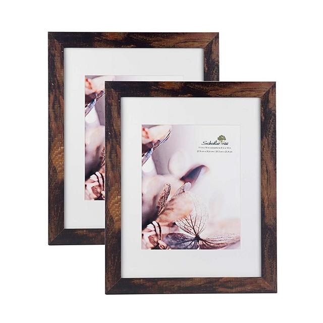 Scholartree Wooden Brown 11x14 Picture Frame 2 Set in 1 Pack or 11x14 Frame or 8x10 Photo Frame