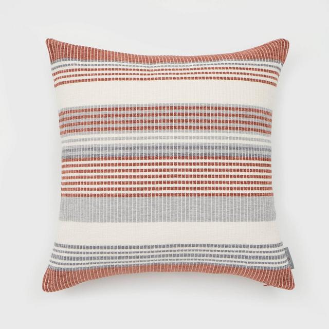 18"x18" Freja Striped Chenille Woven Square Throw Pillow Copper - Evergrace