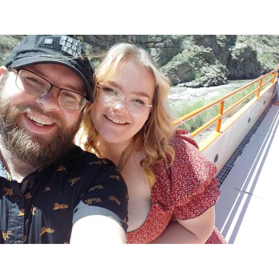 Trip to Canon City for our 1 year dating anniversary - us on the Royal Gorge Train!