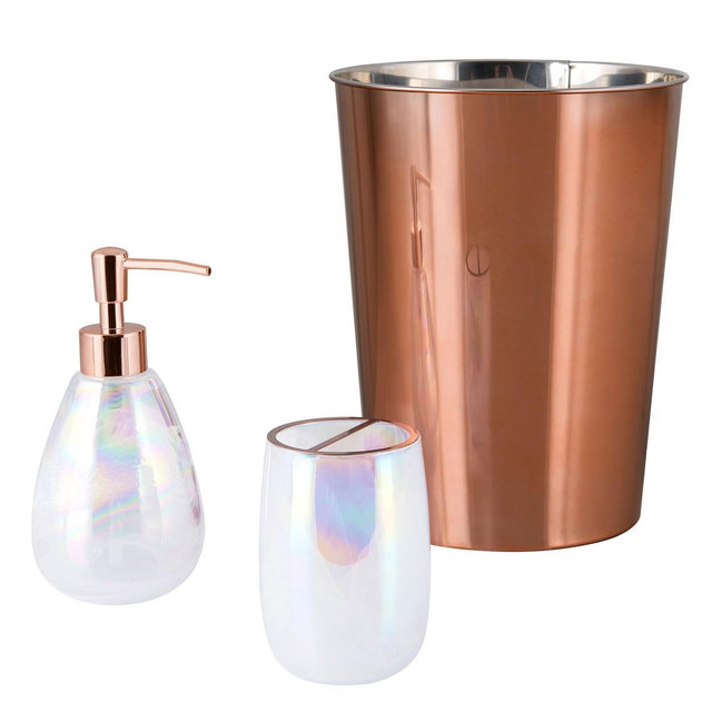 3pc Isabelle Lotion Pump/Toothbrush Holder/Wastebasket Set - Allure Home Creations
