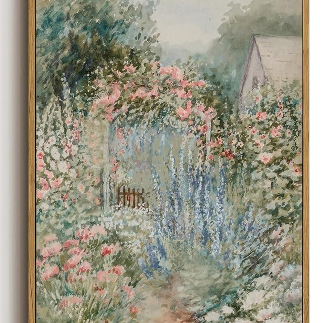 WALLZK Vintage Framed Wall Art Floral Wall Decor French Country Cottage Canvas Prints Rustic Farmhouse Pictures Artwork for Walls Living Room Bedroom Bathroom 12"x16"