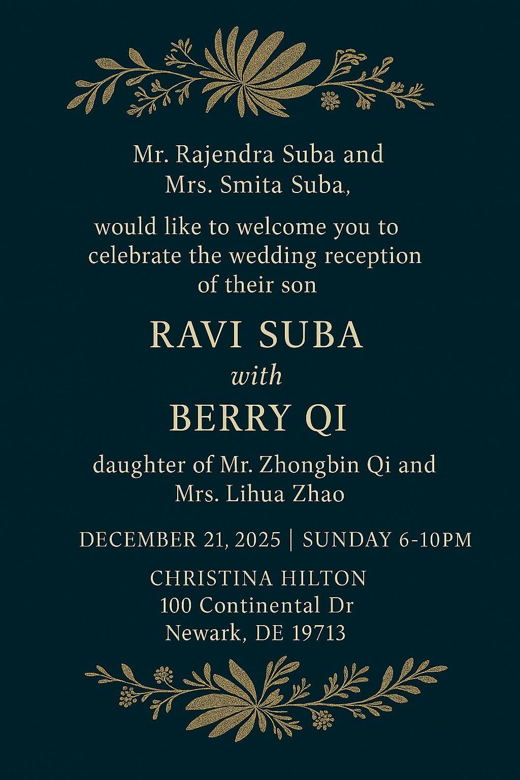 The Wedding Website of RAVI SUBA and BERRY QI