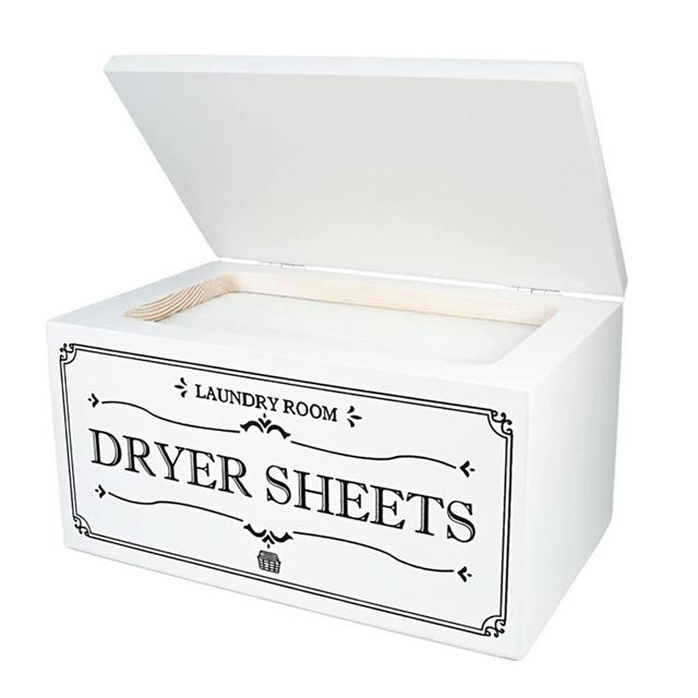 Farmhouse Dryer Sheet Dispenser - Dryer Sheet Holder Box with hinged Lid - Rustic Farmhouse Laundry Room Organizer - Fabric Softener Dispenser for Laundry Room - Laundry Room Storage Container