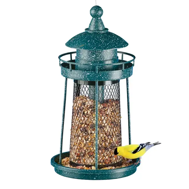 Collections Etc Mesh Lighthouse Shaped Iron Hanging Birdfeeder