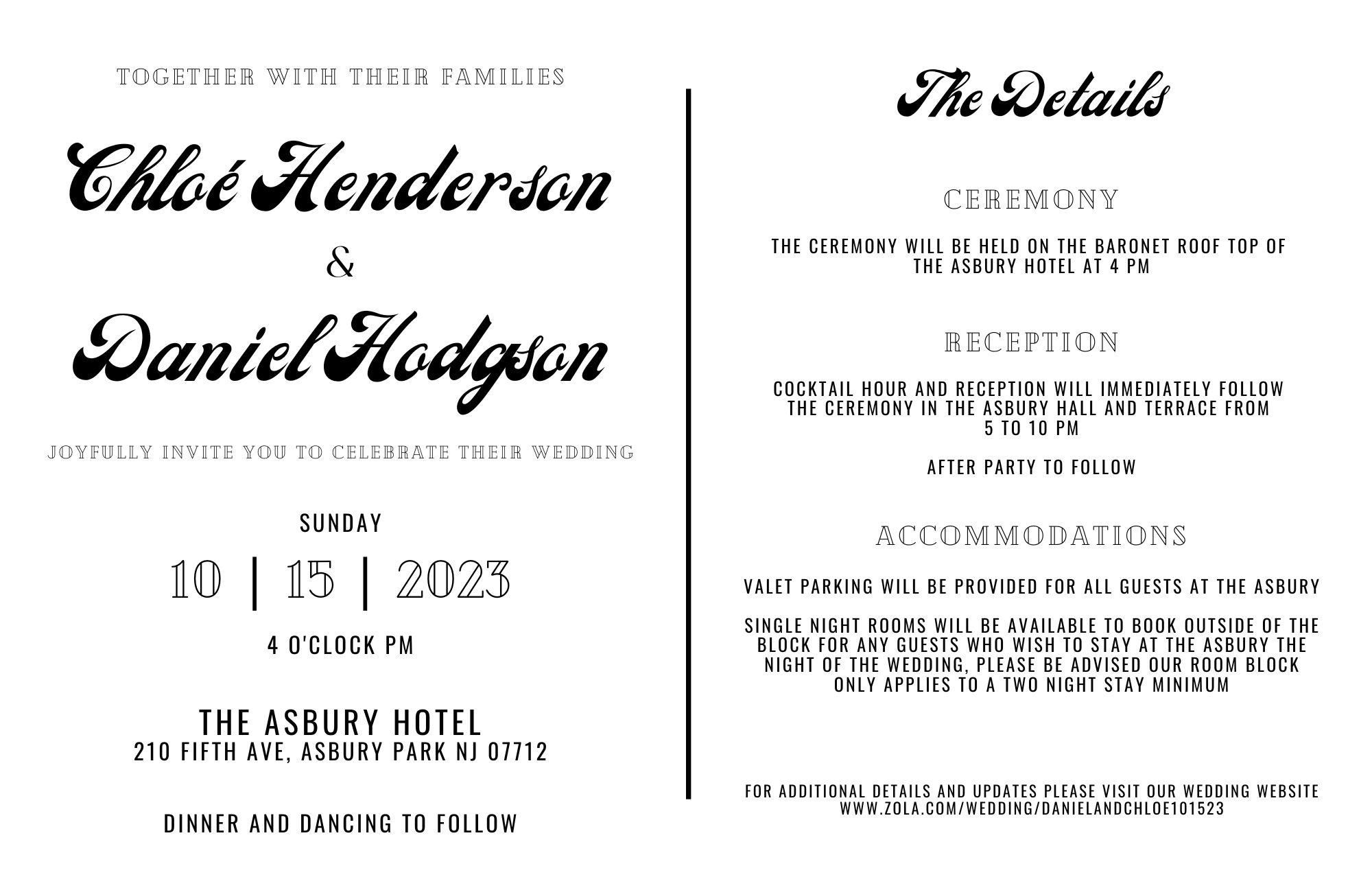 The Wedding Website of Chloé Henderson and Daniel Hodgson