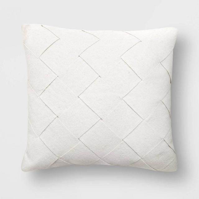 Basket Weave Square Throw Pillow Cream - Project 62™