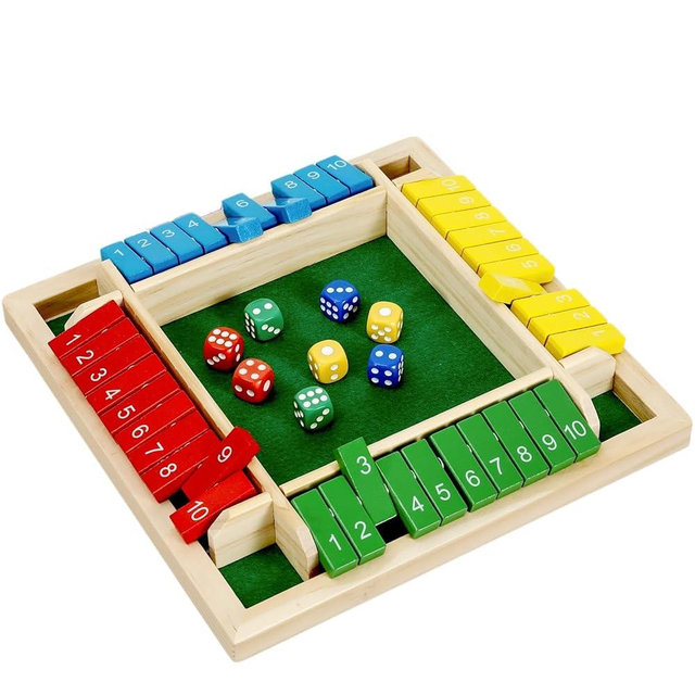 Kiapeak 1-4 Players Shut The Box Dice Game, 10 Numbers Traditional Wooden Pub Bar Board Game, Family Classics Tabletop Version Games for Classroom, Party, or Pub