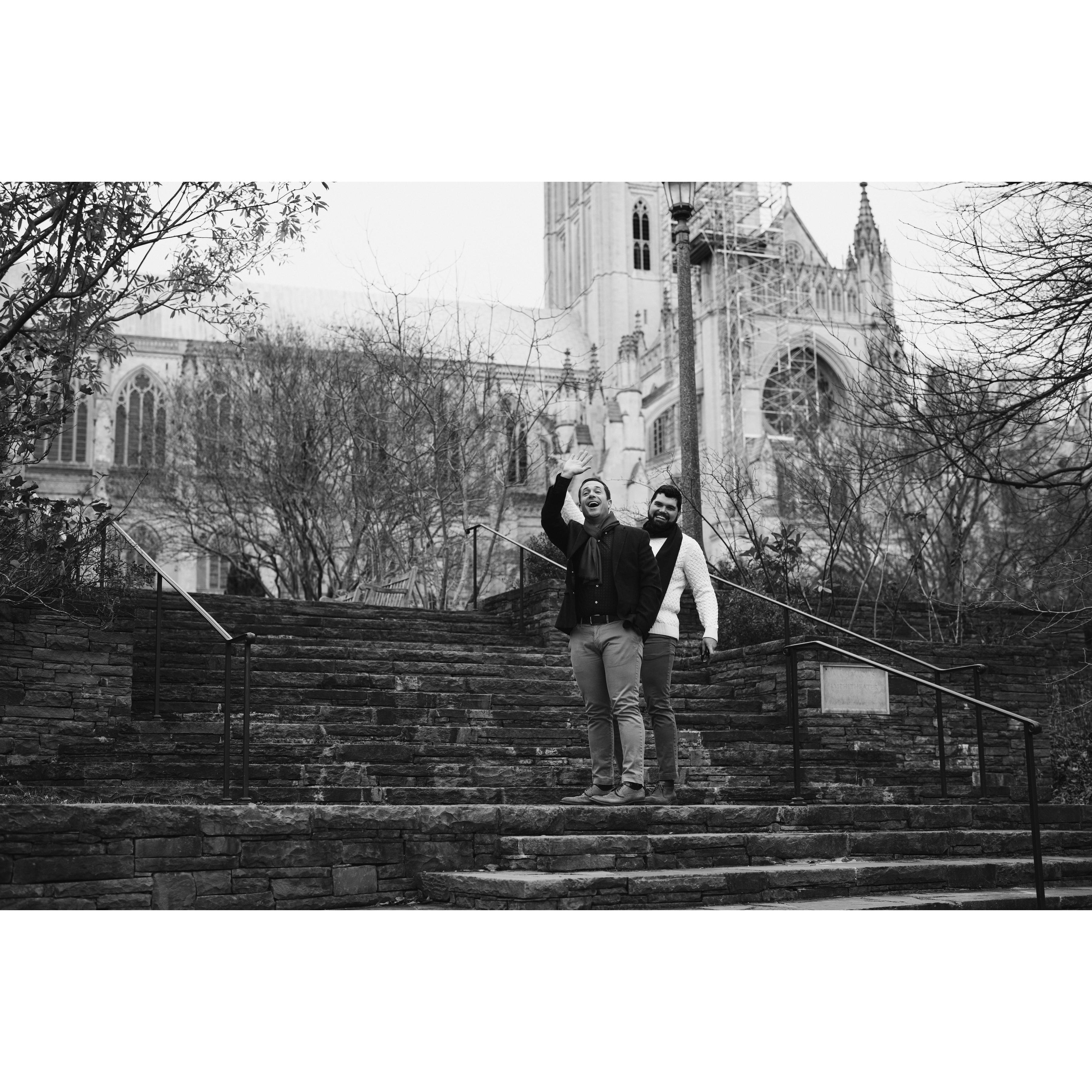 On New Year's Eve 2020 Joe and James were married by The Honorable Randolph D. Moss, for whom James clerked, in a private, COVID-safe ceremony on the grounds of the National Cathedral in Washington DC