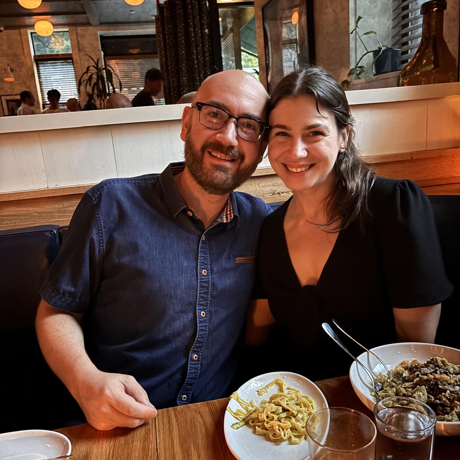 At one of our favorite restaurants, Rolo’s! If you’ve got restaurants with polenta bread in them, you can’t lose!