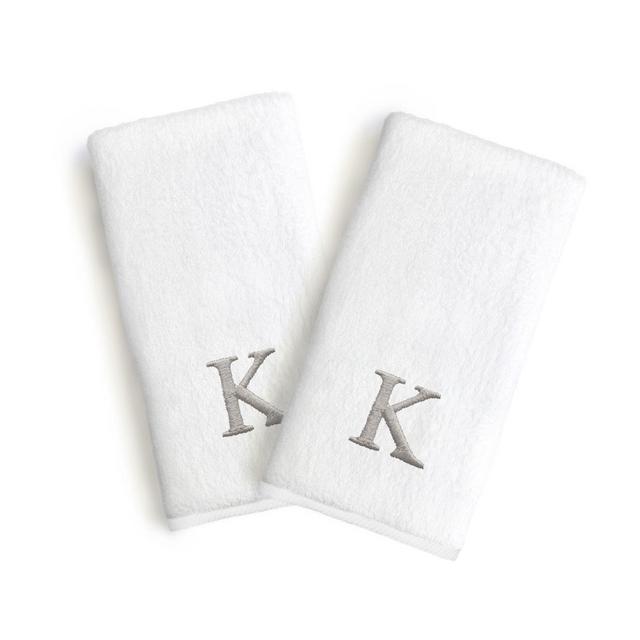 Linum Home Textiles Monogrammed "K" Block Font Letter Bridal Hand Towel (Set of 2)