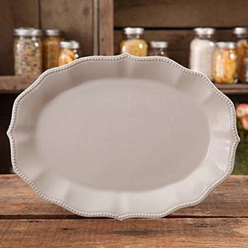 The Pioneer Woman Paige Linen Transparent Glaze Oval Platter, Off-white, 14 (1)