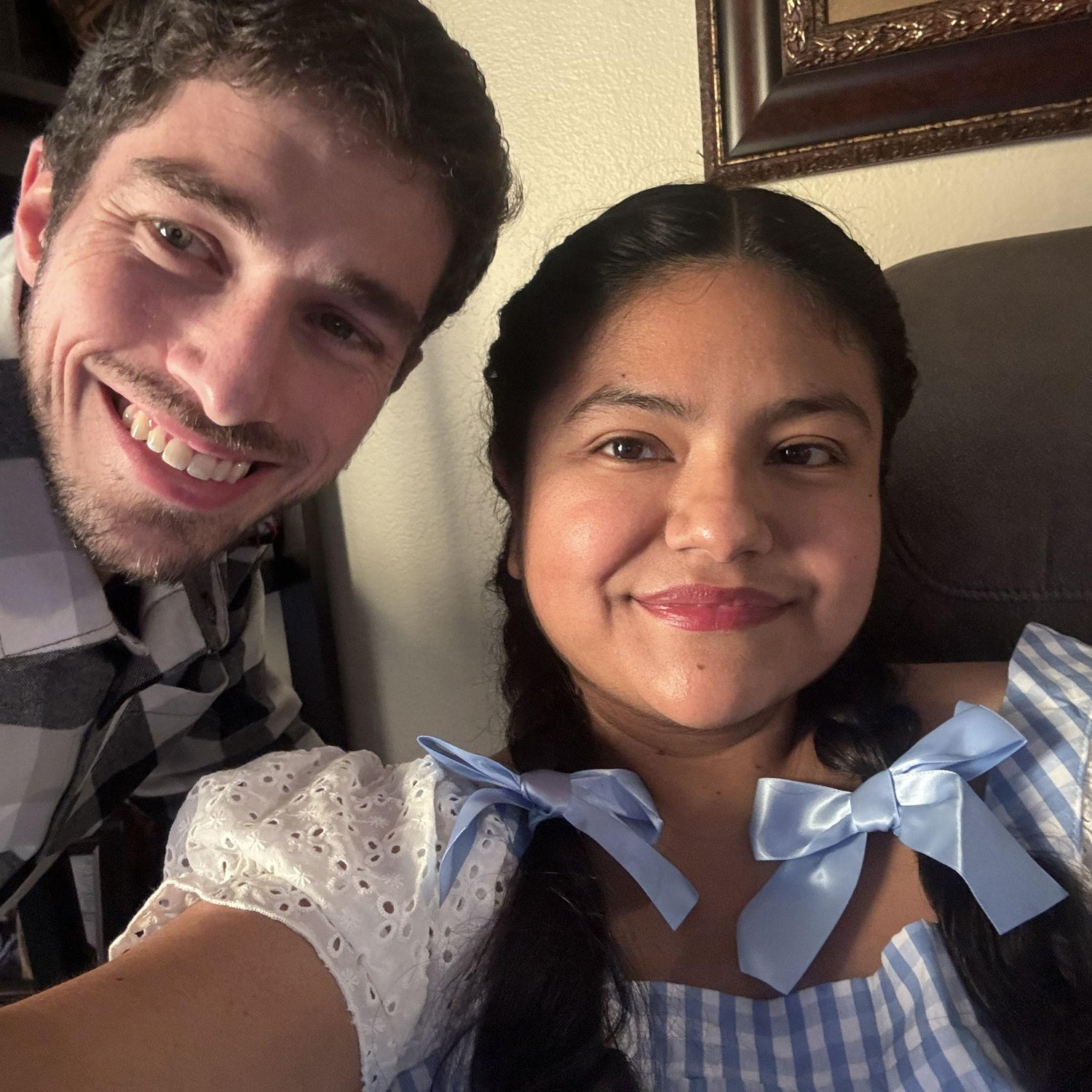 Vanessa and Quinn dressing up for Halloween in 2025.