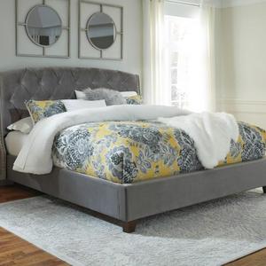 Kasidon King Upholstered Bed in Gray Velvet