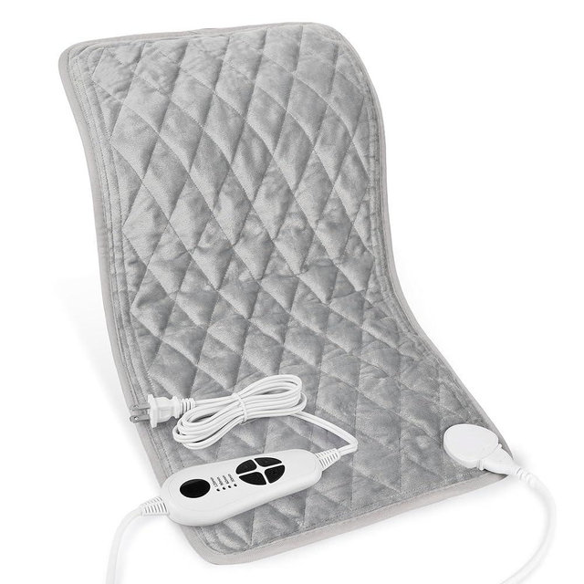 Weighted Heating Pad-Electric Heating Pads for Back,Neck,Abdomen,Moist Heated Pad for Shoulder,Knee,Hot Pad for Arms and Legs,Dry&Moist Heat & Auto Shut Off(Weighted Silver,12''×24'')