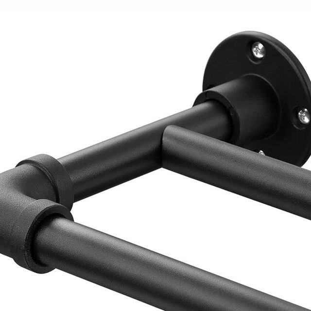 Double Curtain Rods for Windows 66 to 120-1 Inch Heavy Duty Dual Curtain Rod - Wrap Around Blackout Curtain Rod Black - Adjustable Double Window Rods for Patio Door, Bedroom, Kitchen