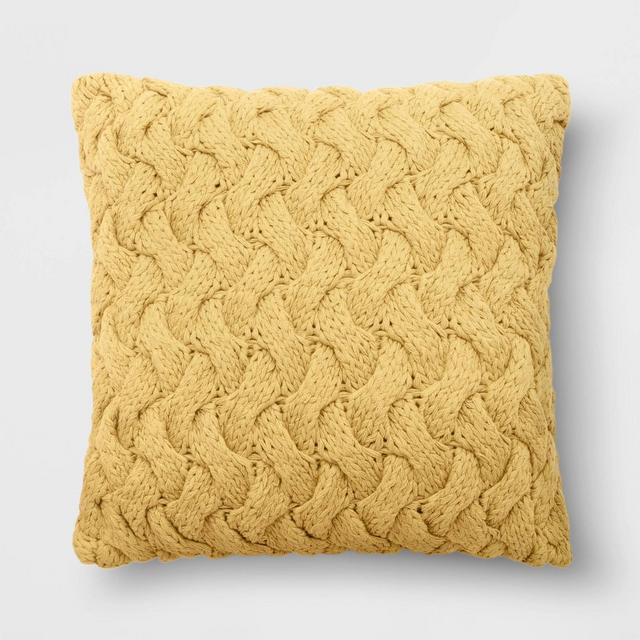 18"x18" Chunky Knit Square Throw Pillow Yellow - Threshold™