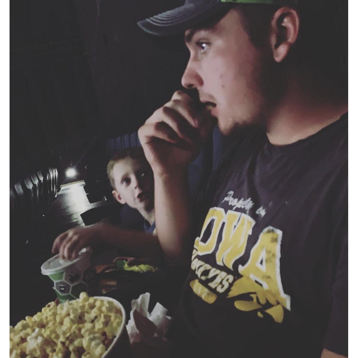 This was one of our first dates. He insisted Cory go with us. We saw Angry Birds 2.