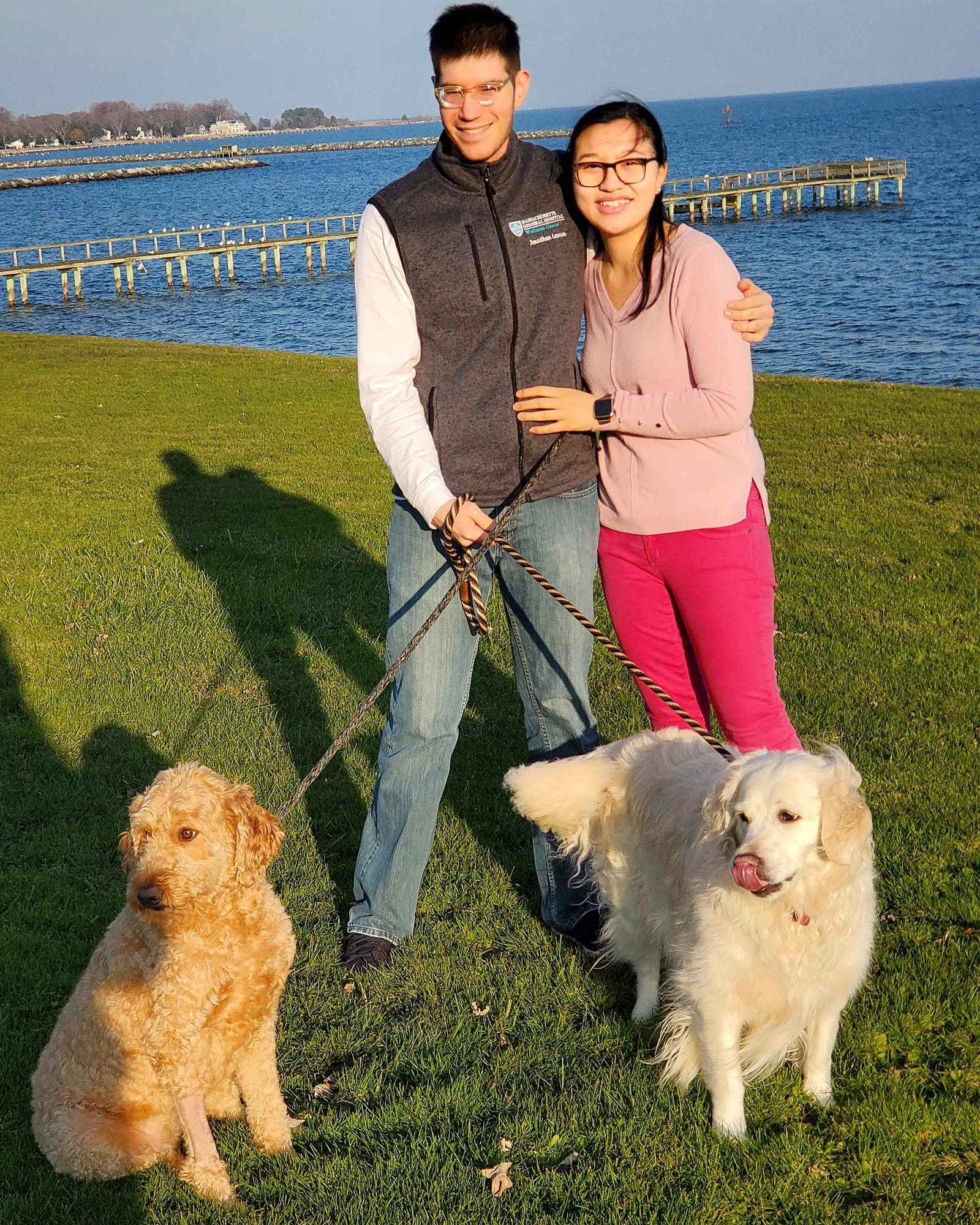 Photo taken with Jon's dogs, Hana and Nattie