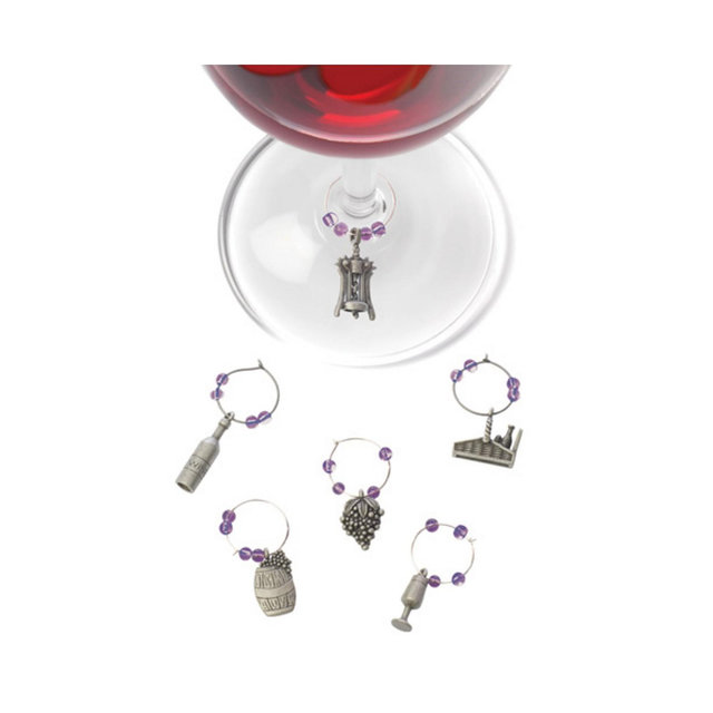 Winery Pewter Wine Charms, Set of 6