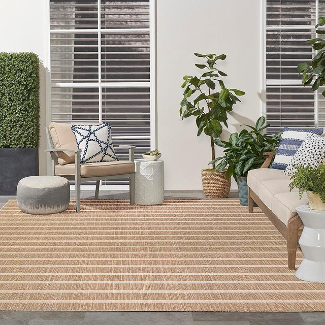 Nourison Positano Indoor/Outdoor Beige Ivory 9' x 12' Area Rug, Easy Cleaning, Non Shedding, Bed Room, Living Room, Dining Room, Backyard, Deck, Patio (9x12)
