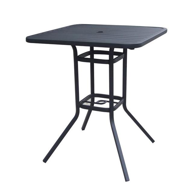 Garden Treasures Pelham Bay 33-in W x 33-in L 4-Seat Square Black Steel Bar Height Patio Table