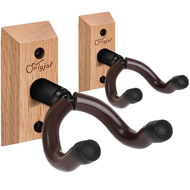 Guitar Wall Mount 2 Pack, Guitar Hanger for Rotatable, Solid Wood Guitar Wall Hanger with Screws, V-Shaped Guitar Mount Hook for Acoustic Electric Guitar, Bass, Guitar Holder for Mandolin, Banjo