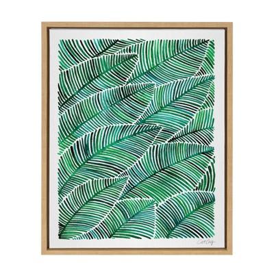 Kate & Laurel 24"x18" Sylvie Tropical Leaves Watercolor By Cat Coquillette Framed Wall Canvas Wood