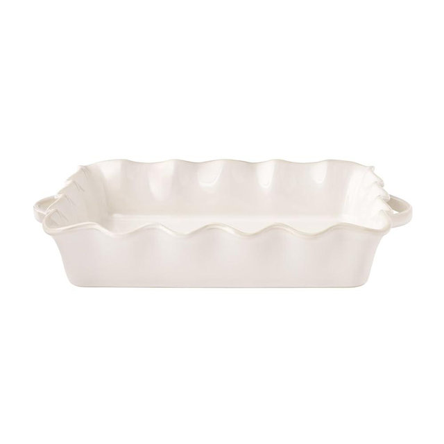 CNEIESD 9" x 13" Linen-Glazed Stoneware Ruffled-Edge Baking Dish – Oven-Safe, Dishwasher-Friendly, Perfect for Family Meals & Desserts