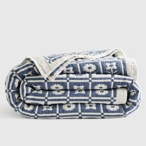 Organic Cotton Jacquard Floral Coverlet - Glacier Blue, King/Cal King