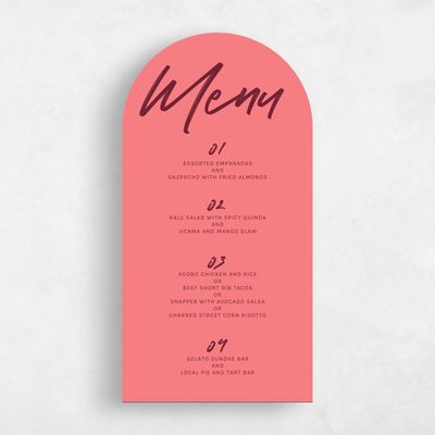 Pink Arch Wedding Menu - Bahama