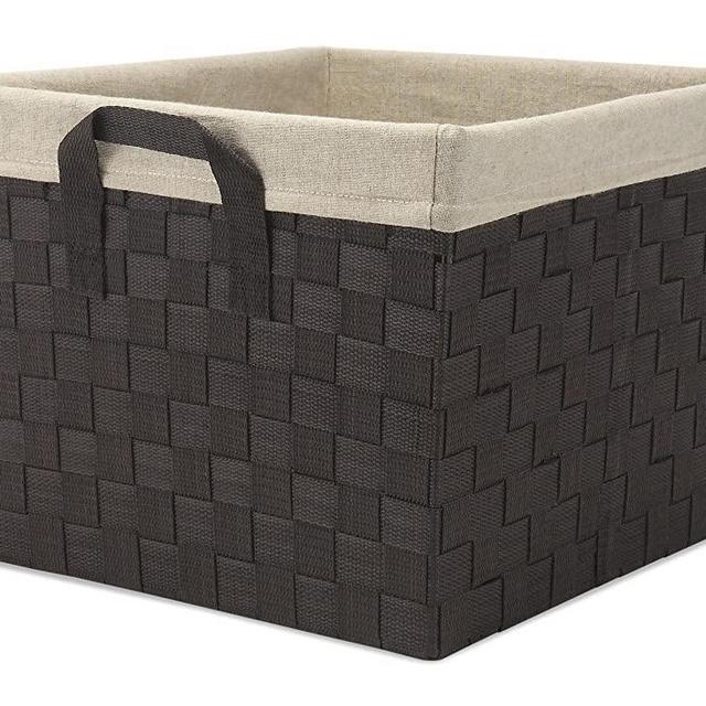 Whitmor Woven Strap Storage Tote Basket, W/Liner, Cream