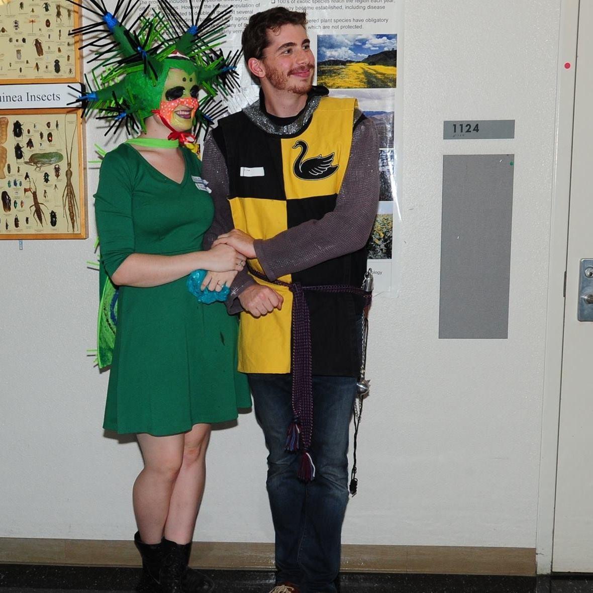 Attending The Bohart Museum of Entomology Annual Halloween Party. Charlotte is a caterpillar and George is a member of the Black Guard. Davis, CA. Fall 2016.