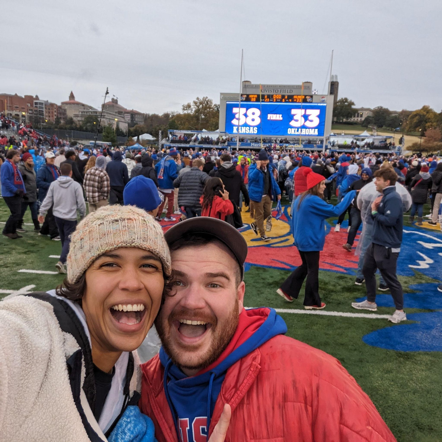 KU beat OU so we storm the field :)