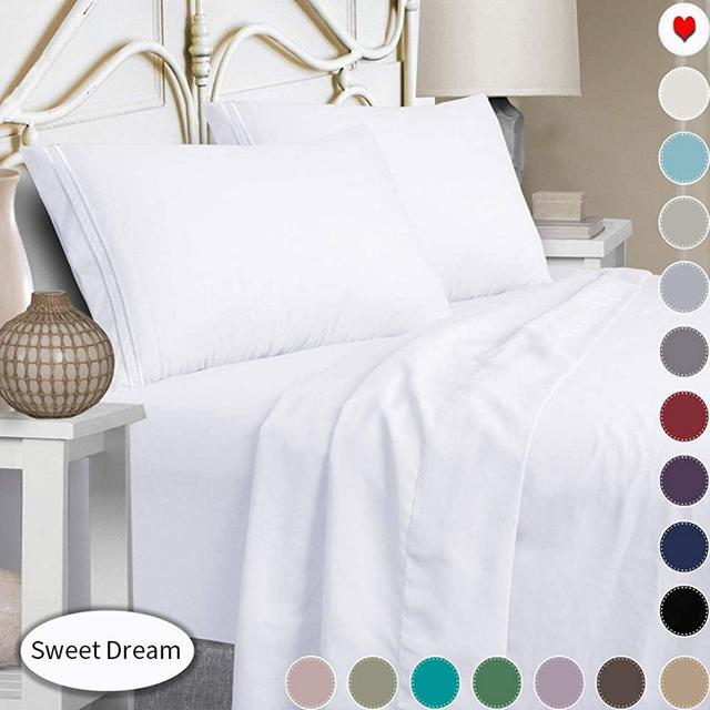 Mejoroom Bed Sheets Set,Extra Soft Luxury Full Size Sheets with 15-inch Deep Pocket,Premium Bedding Collection - Breathable Wrinkle Fade Stain Resistant Hypoallergenic - 4 Piece (Full, White)