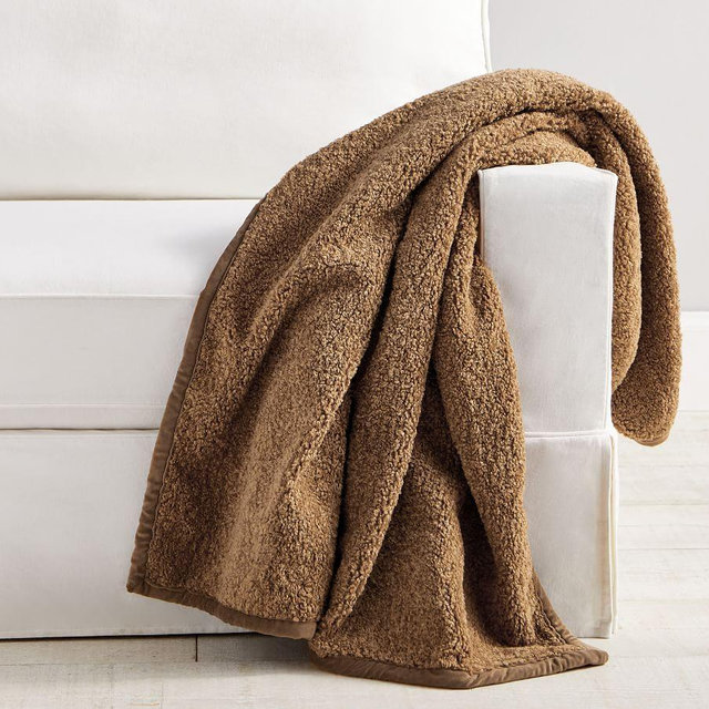 Cozy Teddy Faux Fur Throw, 60 x 80", Tobacco