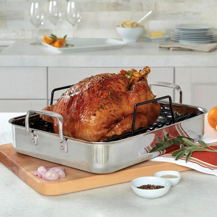 Viking, 3-Ply Stainless Steel Roasting Pan with Rack & Themocouple