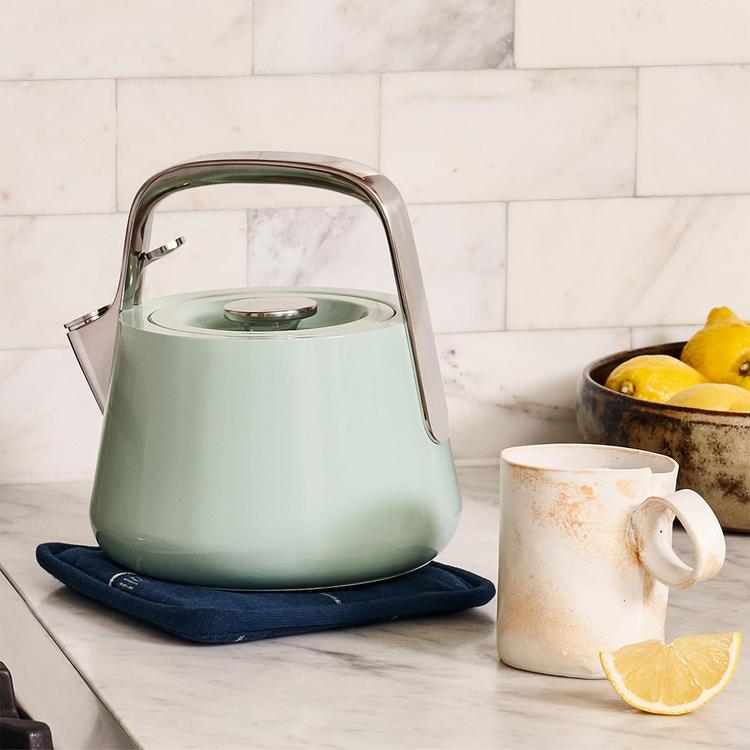 Caraway Home Graphite Stovetop Whistling Tea Kettle with Gold